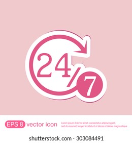 24 7 icon. open 24 hours a day and 7 days a week icons