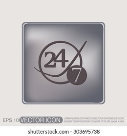24 7 icon. open 24 hours a day and 7 days a week icons