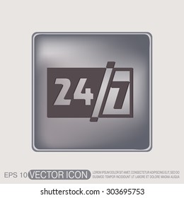 24 7 icon. open 24 hours a day and 7 days a week icons