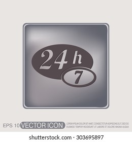 24 7 icon. open 24 hours a day and 7 days a week icons