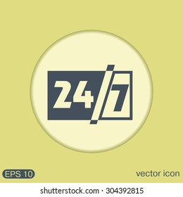 24 7 icon. open 24 hours a day and 7 days a week icons