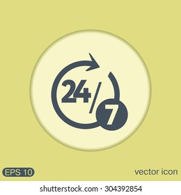 24 7 icon. open 24 hours a day and 7 days a week icons
