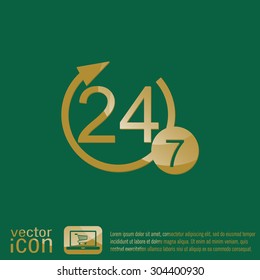 24 7 icon. open 24 hours a day and 7 days a week icons