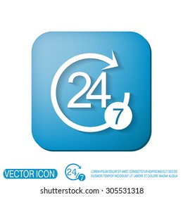 24 7 icon. open 24 hours a day and 7 days a week icons