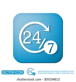 24 7 icon. open 24 hours a day and 7 days a week icons
