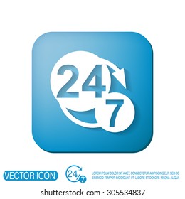24 7 icon. open 24 hours a day and 7 days a week icons