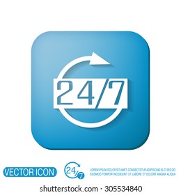 24 7 icon. open 24 hours a day and 7 days a week icons