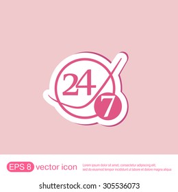 24 7 icon. open 24 hours a day and 7 days a week icons