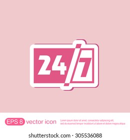 24 7 icon. open 24 hours a day and 7 days a week icons