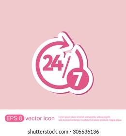 24 7 icon. open 24 hours a day and 7 days a week icons