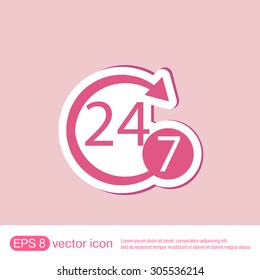 24 7 icon. open 24 hours a day and 7 days a week icons