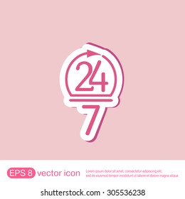 24 7 icon. open 24 hours a day and 7 days a week icons