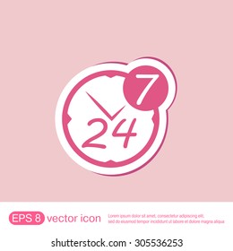 24 7 icon. open 24 hours a day and 7 days a week icons
