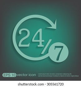 24 7 icon. open 24 hours a day and 7 days a week icons