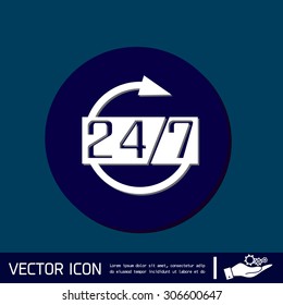 24 7 icon. open 24 hours a day and 7 days a week icons