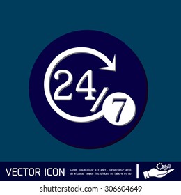 24 7 icon. open 24 hours a day and 7 days a week icons