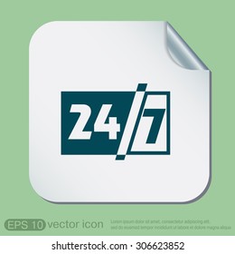 24 7 icon. open 24 hours a day and 7 days a week icons