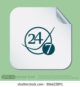 24 7 icon. open 24 hours a day and 7 days a week icons