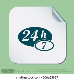 24 7 icon. open 24 hours a day and 7 days a week icons