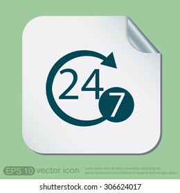 24 7 icon. open 24 hours a day and 7 days a week icons 24/7