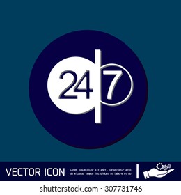24 7 icon. open 24 hours a day and 7 days a week icons