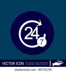 24 7 icon. open 24 hours a day and 7 days a week icons