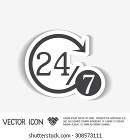 24 7 icon. open 24 hours a day and 7 days a week icons