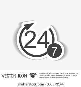 24 7 icon. open 24 hours a day and 7 days a week icons