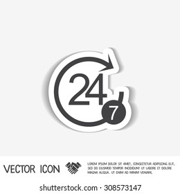24 7 icon. open 24 hours a day and 7 days a week icons
