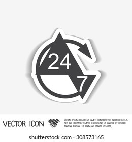 24 7 icon. open 24 hours a day and 7 days a week icons