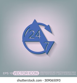 24 7 icon. open 24 hours a day and 7 days a week icons