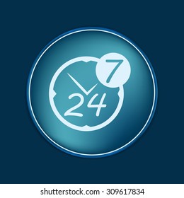 24 7 icon. open 24 hours a day and 7 days a week icons