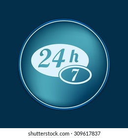 24 7 icon. open 24 hours a day and 7 days a week icons