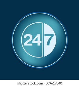 24 7 icon. open 24 hours a day and 7 days a week icons