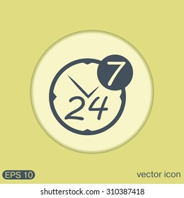 24 7 icon. open 24 hours a day and 7 days a week icons