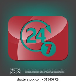 24 7 icon. open 24 hours a day and 7 days a week icons