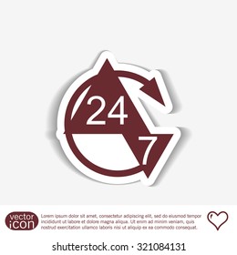24 7 icon. open 24 hours a day and 7 days a week icons
