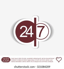24 7 icon. open 24 hours a day and 7 days a week icons