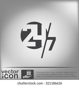 24 7 icon. open 24 hours a day and 7 days a week icons