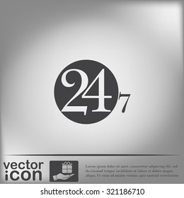24 7 icon. open 24 hours a day and 7 days a week icons