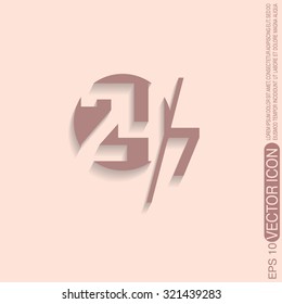 24 7 icon. open 24 hours a day and 7 days a week icons
