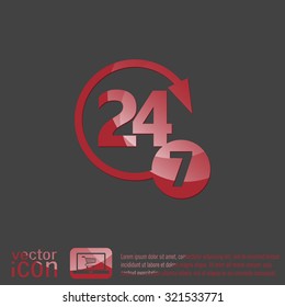 24 7 icon. open 24 hours a day and 7 days a week icons