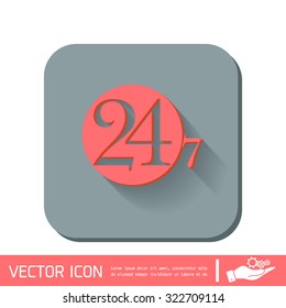 24 7 icon. open 24 hours a day and 7 days a week icons
