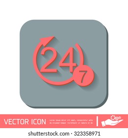 24 7 icon. open 24 hours a day and 7 days a week icons