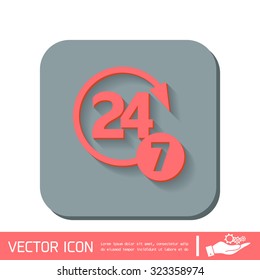24 7 icon. open 24 hours a day and 7 days a week icons