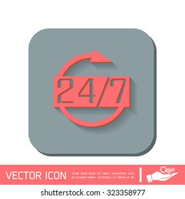 24 7 icon. open 24 hours a day and 7 days a week icons
