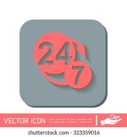 24 7 icon. open 24 hours a day and 7 days a week icons