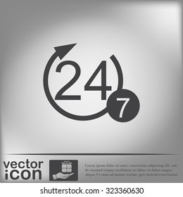 24 7 icon. open 24 hours a day and 7 days a week icons
