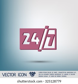 24 7 icon. open 24 hours a day and 7 days a week icons
