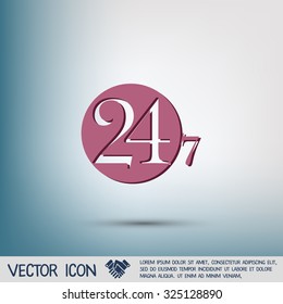 24 7 icon. open 24 hours a day and 7 days a week icons
